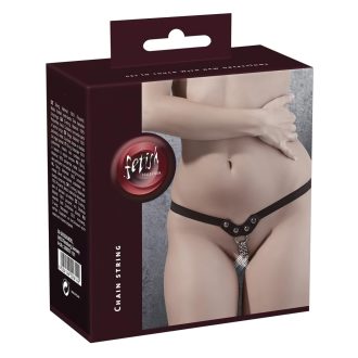 Fetish - szegecses, láncos, fekete tanga (S-L)