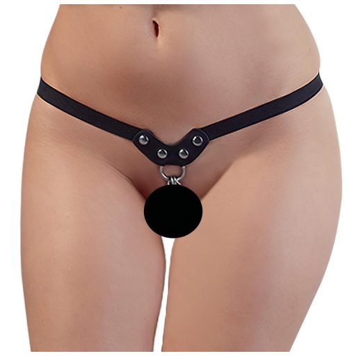 Fetish - szegecses, láncos, fekete tanga (S-L)