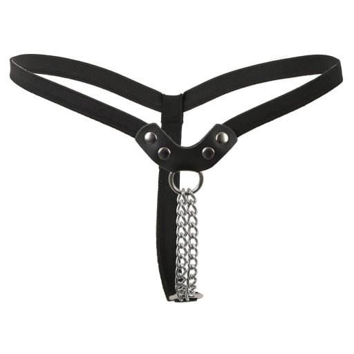 Fetish - szegecses, láncos, fekete tanga (S-L)