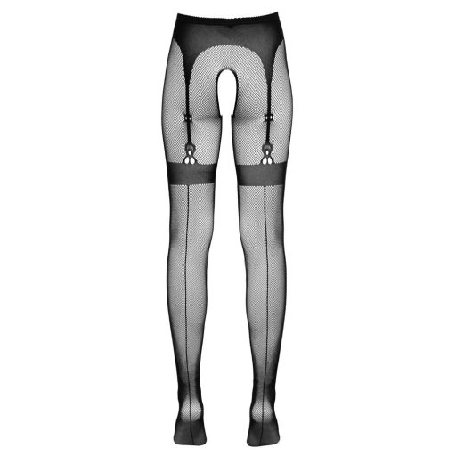 Cottelli Legwear - combfix hatású, nyitott harisnya - fekete S-L