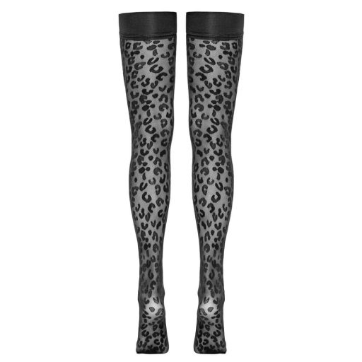 Cottelli Legwear - párducmintás combfix fekete