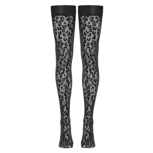 Cottelli Legwear - párducmintás combfix fekete