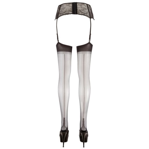 Cottelli - hátul csíkos harisnya magas sarokvarrással fekete