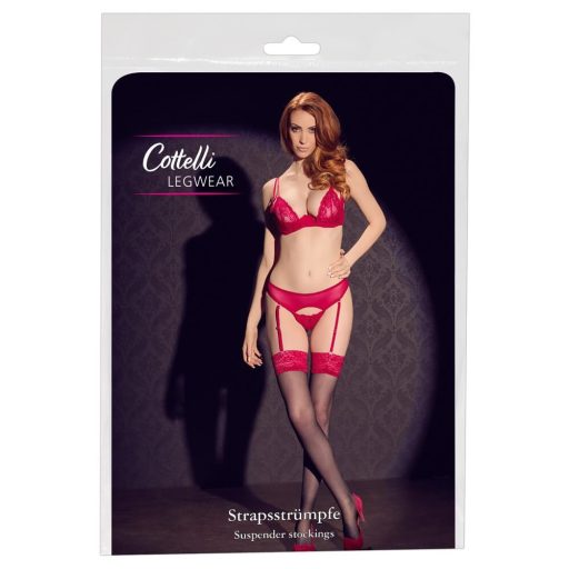 Cottelli - harisnya piros csipkeszegéllyel fekete