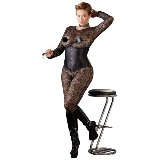 Cottelli Plus Size - szatén derékfűző fekete