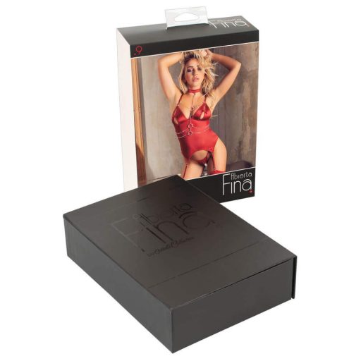 Abierta Fina - csillogó láncos felső és tanga piros