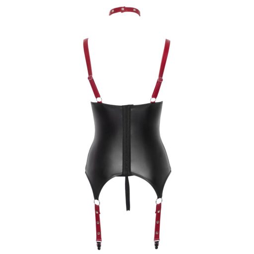 Cottelli Bondage - fényes, push-up felső nyakörvvel (fekete)