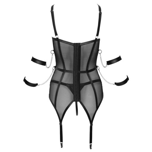 Cottelli Bondage - pántos felső kézrögzítőkkel és tanga fekete