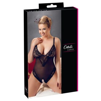 Cottelli Plus Size - csipkés body fekete