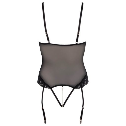 Cottelli Bondage - fém gyűrűs, pántos body kézrögzítővel fekete