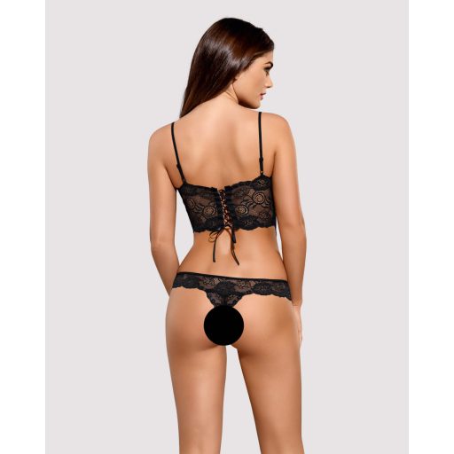 Obsessive Alluria - virágos csipke body fekete