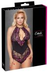 Cottelli Plus Size - virágos body (fekete-lila) Cottelli Plus Size - virágos body (fekete-lila)