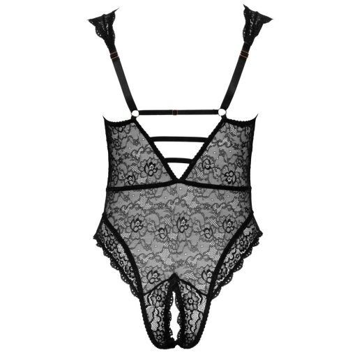 Cottelli Curves Plus Size - áttetsző mintás body fekete