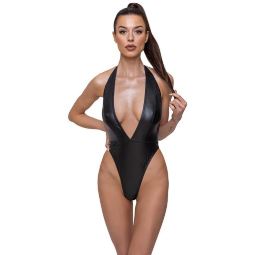 Cottelli Party - fényes, nyakpántos body (fekete)