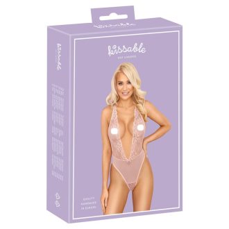 Kissable - mélyen dekoltált csipke body pink