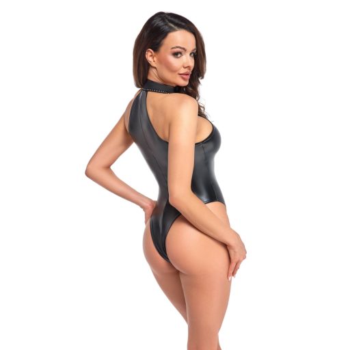 Noir - fényes nyakpántos body fekete