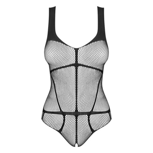 Obsessive B336 - áttetsző, nyitott necc body fekete - S-L