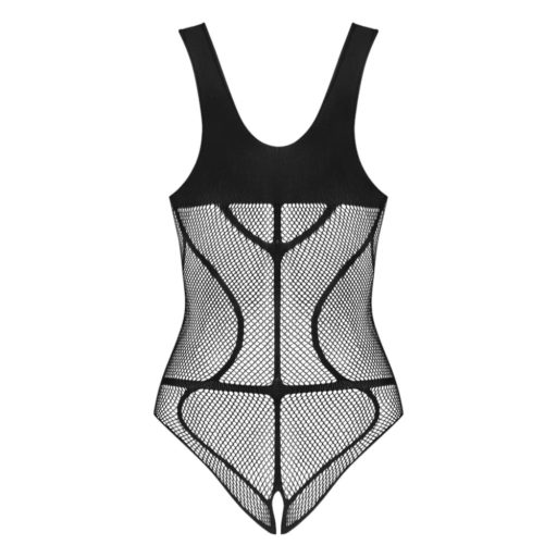 Obsessive B336 - áttetsző, nyitott necc body fekete - S-L