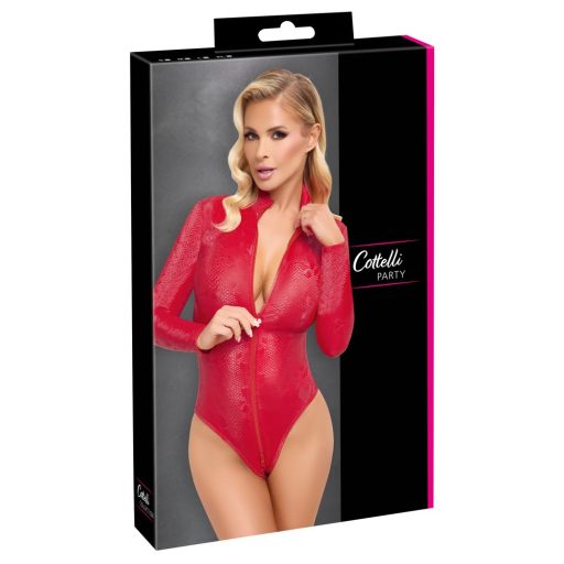 Cottelli - kígyóbőr mintás body (piros)