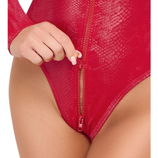 Cottelli - kígyóbőr mintás body (piros)