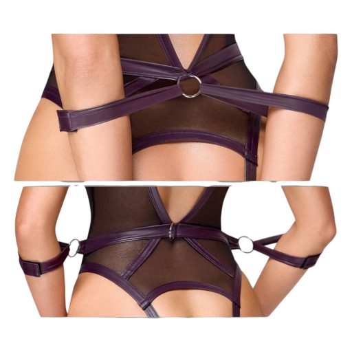 Cottelli Bondage - nyitott body és kar bilincs (sötétlila)