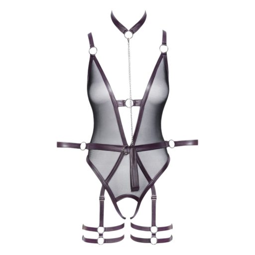 Cottelli Bondage - nyitott body és kar bilincs (sötétlila)