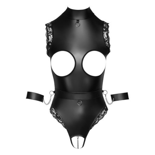 Cottelli Bondage - nyitott cici villantós body (fekete)