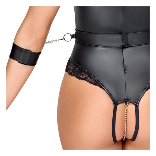 Cottelli Bondage - nyitott cici villantós body (fekete)