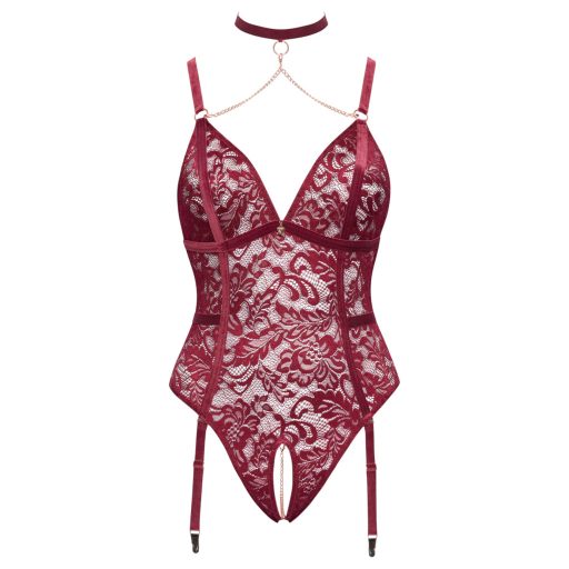 Cottelli Curves - láncos csipke body (piros)