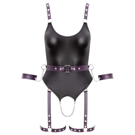 Cottelli - nyitott bondage body bilincsekkel (fekete)