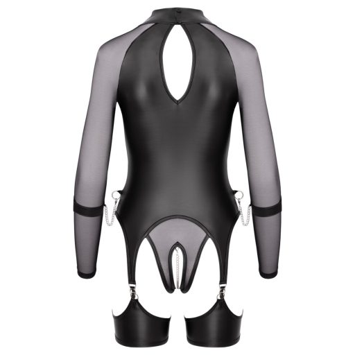 Cottelli Bondage - áttetsző felső bilincsekkel (fekete)