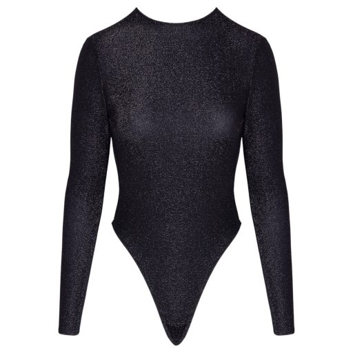/ Cottelli - nyitott hátú, csillogós body (fekete)