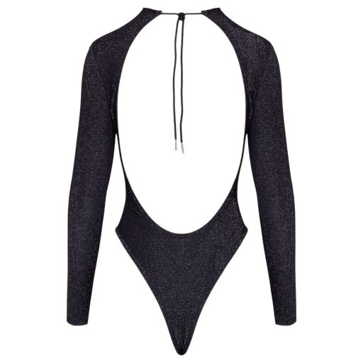 / Cottelli - nyitott hátú, csillogós body (fekete)