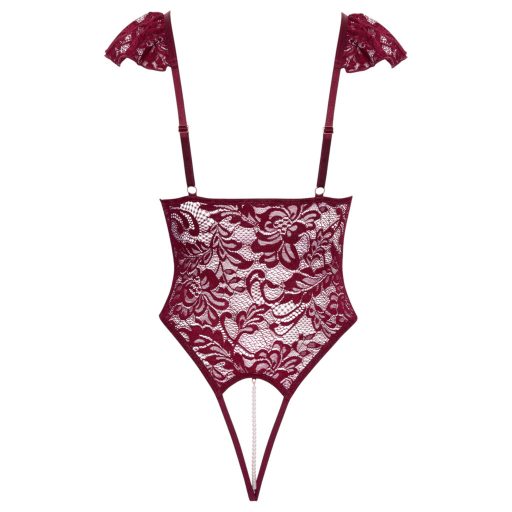 Cottelli - csipkés gyöngyös body (piros)