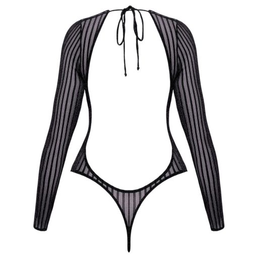 Cottelli - csíkos, ezüstszálas body (fekete) - S-L