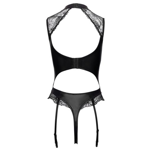 Cottelli - harisnyatartós, lépésnél nyitott body (fekete)