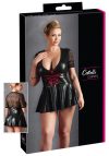 Cottelli Plus Size - fényes ruha piros fűzővel fekete Cottelli Plus Size - fényes ruha piros fűzővel fekete