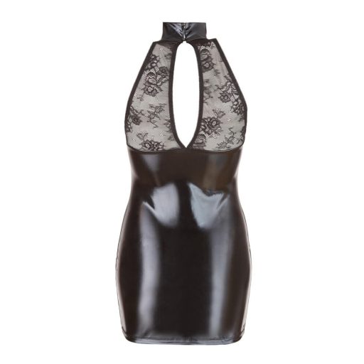 Cottelli - csipkés, fényes nyakpántos miniruha fekete