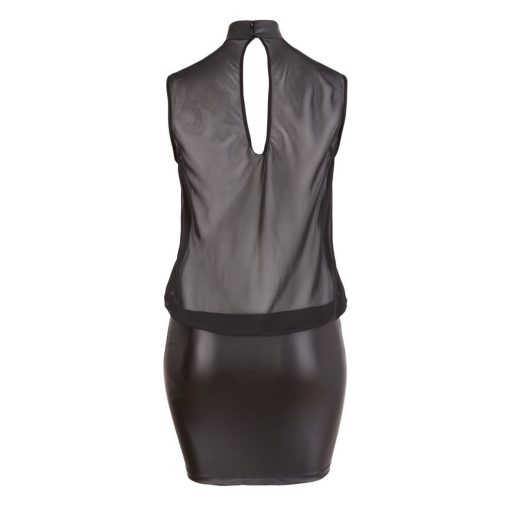 Cottelli Plus Size - fényes sifon szexi ruha nőknek (fekete)
