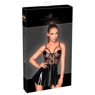 Noir - neccbetétes lakk ruha fekete