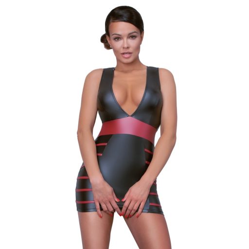 Cottelli Party - csíkos, testre simuló ruha fekete-vörös