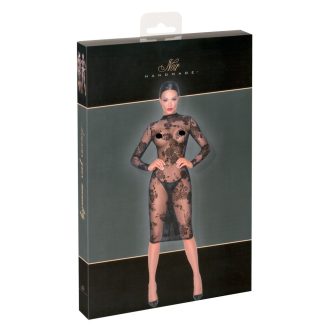 Noir - áttetsző, virágos, hosszúujjú ruha fekete