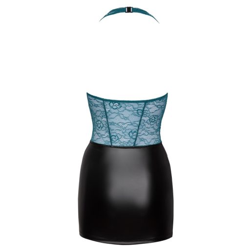 Cottelli - fűzős csipkés, fényes ruha fekete-zöld