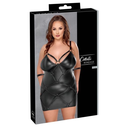Cottelli Plus Size - szexi ruha bilinccsel (fekete)