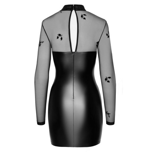 Noir - áttetsző felsős fényes ruha fekete