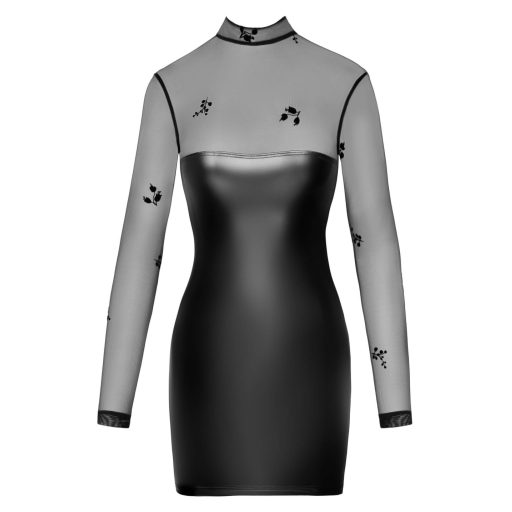 Noir - áttetsző felsős fényes ruha fekete