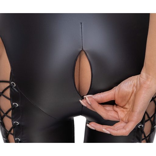 Cottelli Party - nyakpántos fűzős overall fekete