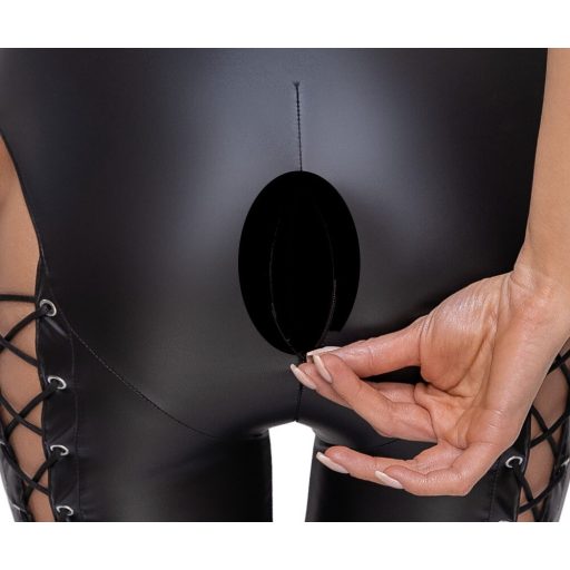 Cottelli Party - nyakpántos fűzős overall fekete