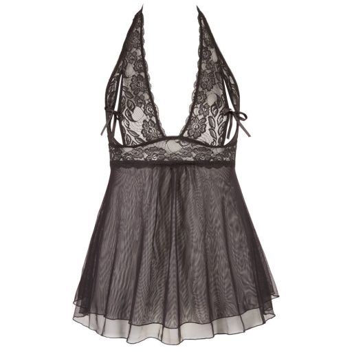 Cottelli Plus Size - csipkés lenge babydoll fekete