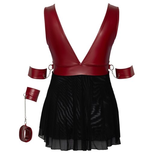 Cottelli Bondage Plus Size - mélyen dekoltált babydoll piros-fekete